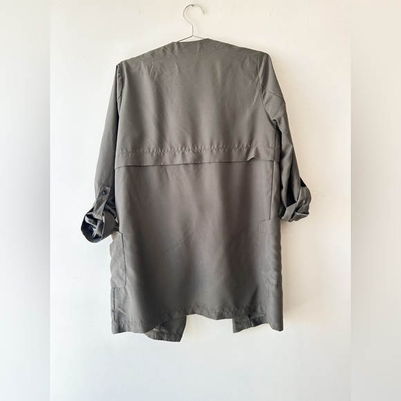 Vero Moda - Light Open Front Over Coat/Jacket - Khaki Green - Size Large - Picture 6 of 9